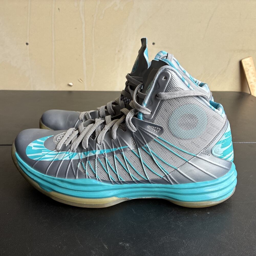 Nike Hyperdunk Men 10.5 Wolf-Grey Turquoise Blue 2012 Basketball Shoes 524934008